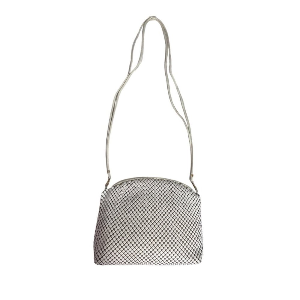 Vintage Whiting And Davis Women's Ivory Metal Mesh Shoulder Bag Sz S